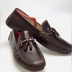 Mike Konos men's shoes brown leather loafers size 9.5 made in Brazil